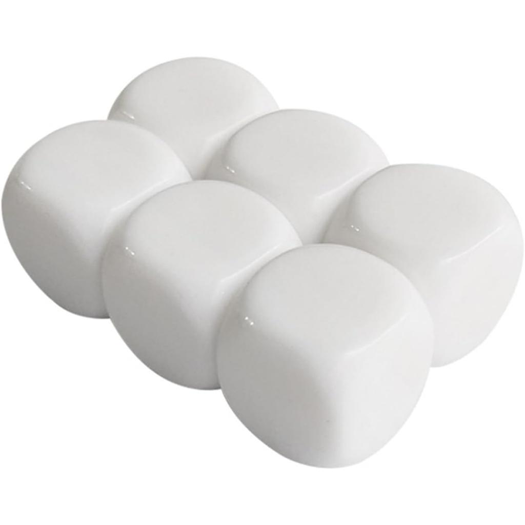 10Pcs White Dices Cube Six Sided Dices with Round Corners 16MM Acrylic Dices for Classroom Board Game Sticker