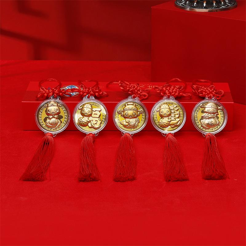 New Year'S Greetings Car Gold Foil Pendant Hanging Decoration 2026 Festival Golden Foil Car Hanging Tassels Festival Party Decor