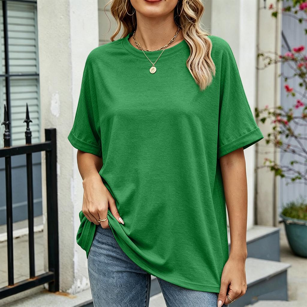 Women's Loose Fit Casual Short Sleeve Crew Neck T-Shirt Lightweight Soft Fabric Comfortable Daily Wear Basic Top
