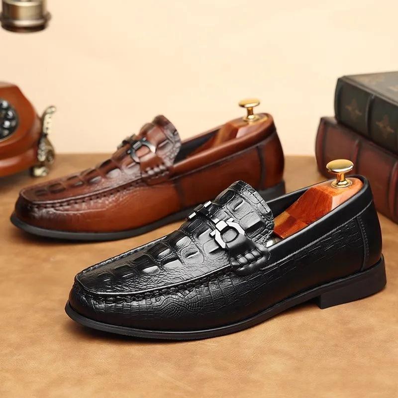 Fashion Fashion New Slip On Loafers New Men's Alligator Pattern Patent Leather Shoes Designer Formal Wedding Dress Homecoming Footwear