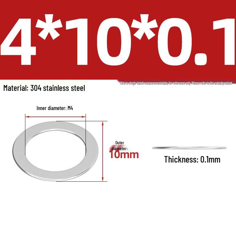 304 Stainless Steel Ultra-Thin Flat Washers - Available in Thickness: 0.1mm, 0.2mm, 0.3mm, 0.5mm