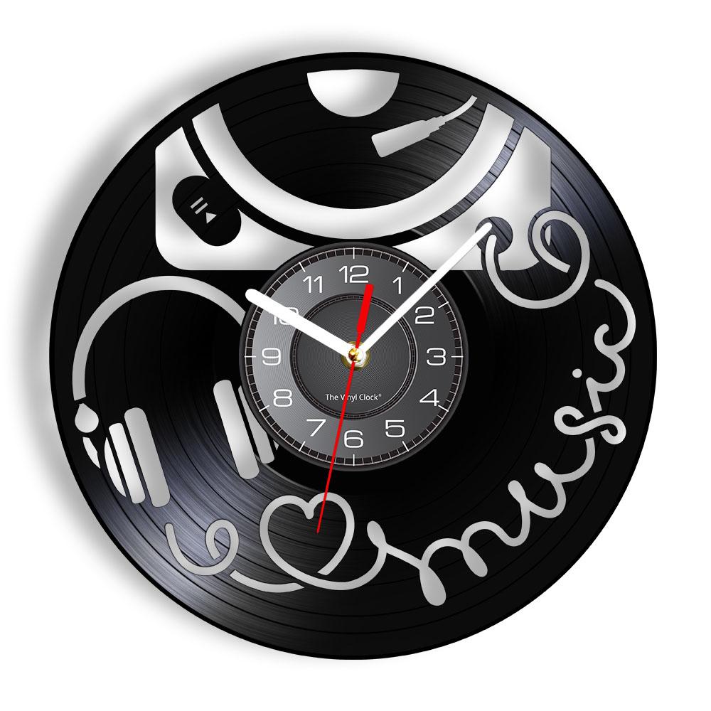 Music Is My Life Music Inspirational Quote Home Decor Music Headphone Wall Clock Rock n Roll Vintage Vinyl Record Wall Clock