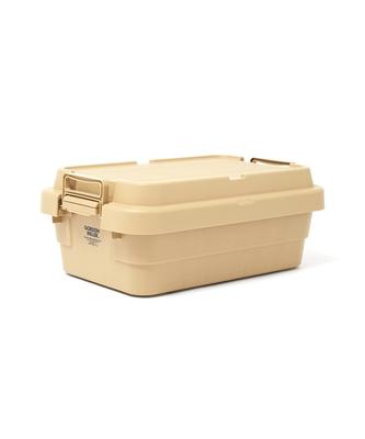 GORDON MILLER Auto-Kofferraum-Aufbewahrungsbox, niedriger Typ, 30 l, stapelbar, Coyote Beige, mit Deckel, Sitzmöglichkeit im Freien, großes Fassungsvermögen, 1645583