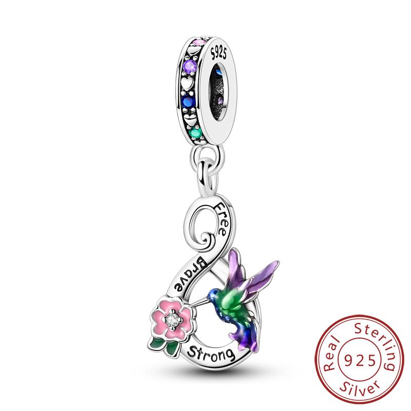 Spring Charms Beads Pendant Copper Flower Butterfly Dragonfly Mushroom Charms Fit Bracelet Woman Man Diy Jewelry