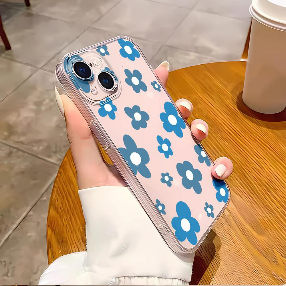 Simple flower mobile phone case Apple 16 transparent case iphone17 protective case 11promax soft case 13 anti-drop 15