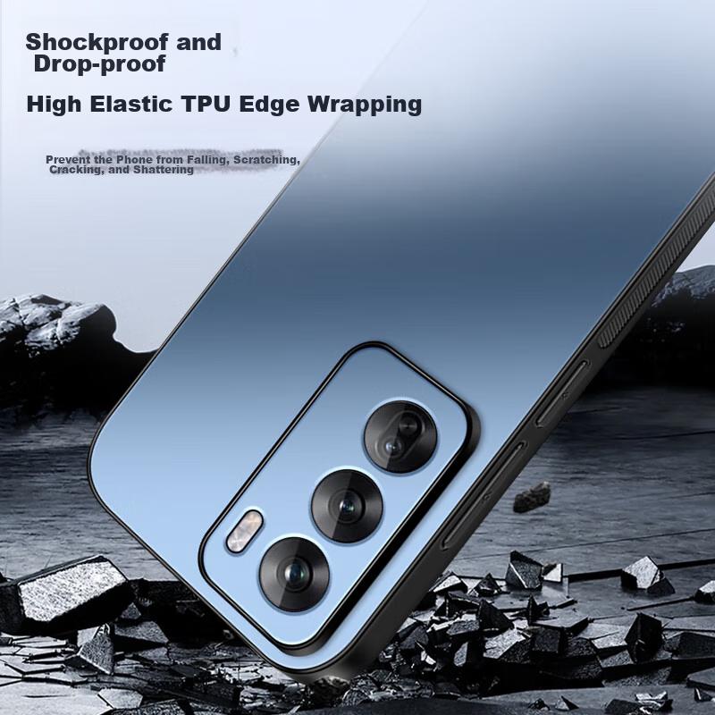 OPPO Reno12 Phone Case, OPPO Reno12 Protective Cover, AG Frosted Lens Full Protection, Real Machine Feel, Simple Luxury Anti-Dropn, Graphite Black