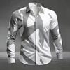 Men's Artistic Geometric Abstract Print Long Sleeve Dress Shirt Smooth Breathable Fabric Slim Fit Formal Business Casual Social