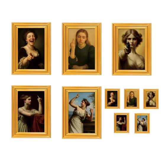 1/5Pcs Oil Painting Women Refrigerator Magnet 3D Wooden Frame Ladies Portraiture Fridge Magnet Home Kitchen Office Decoration