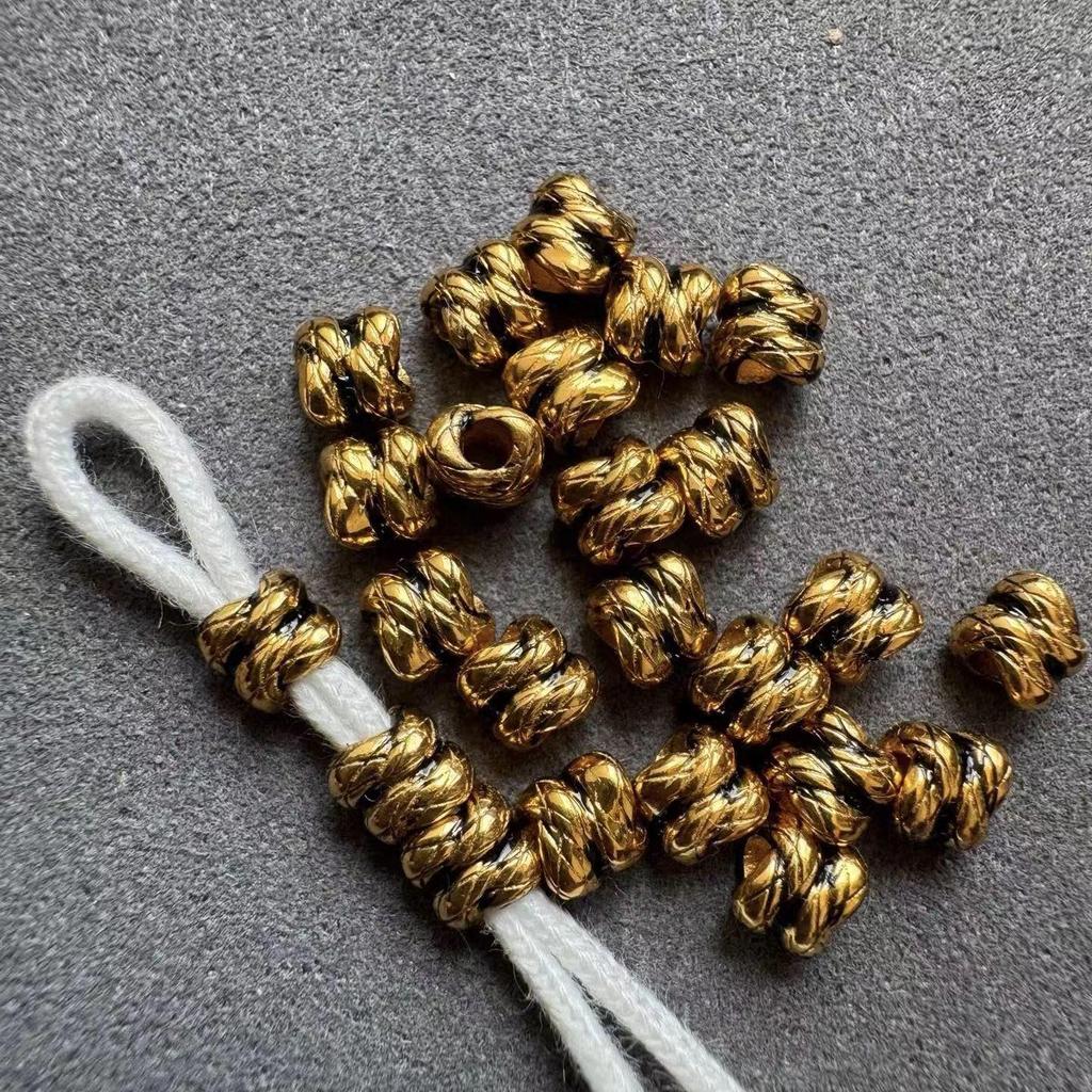 Retro Gold-Plated Tibetan Style Snake Knot Beads – DIY Accessory for Cultural Play and Wire Bundle Organization.