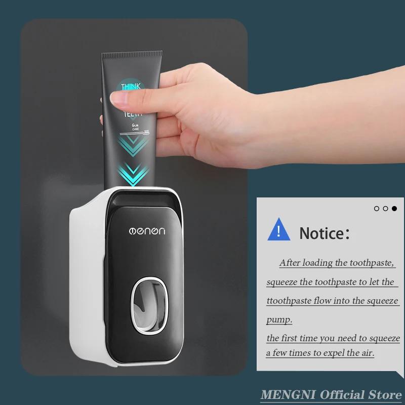 Automatic Toothpaste Dispenser Wall-Mounted Bathroom Toothpaste Squeezer Punch-Free Toothbrush Holder Rack Bathroom Acces