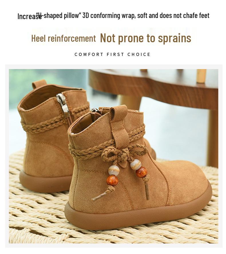 Flickors läderkängor med fleecefoder - Varma, Moderiktiga Martin Vinter 2025 Kängor