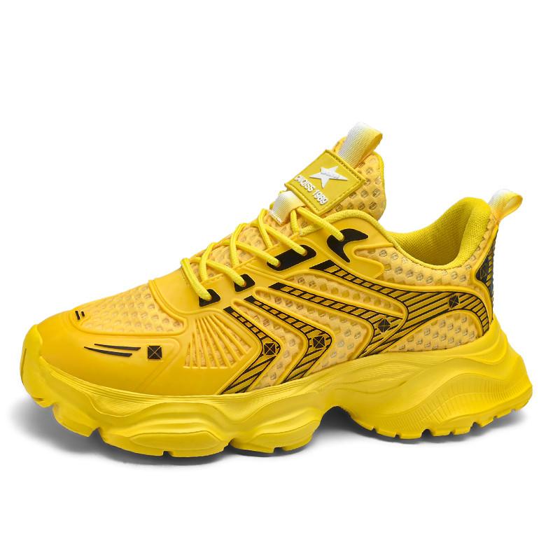 Fashion Yellow Sneakers Unisex Outdoor Mesh Breathable Platform Sneakers Men Women Street Lightweight Men's Casual Sports Shoes