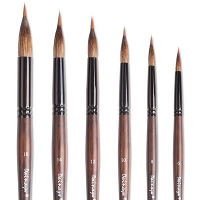 Pinceaux d'aquarelle à pointe fine allongée double couche, Pinceau mop, Pinceau traceur 2-en-1, Pinceau en poils d'écureuil mélangés à des poils en nylon pour la peinture de détail artistique