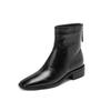 Korean version of the new square head Martin boots women's rubber sole large size leather boots with comfortable rear zipper autumn and winte