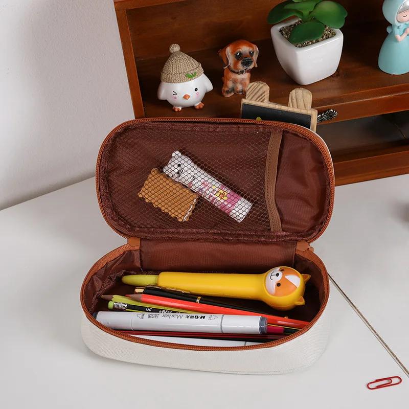 New Large Capacity Pencil Bag Simple Creative in-Day Canvas Stationery Bag Girl Primary School Pencil Case Boy Pencil Case
