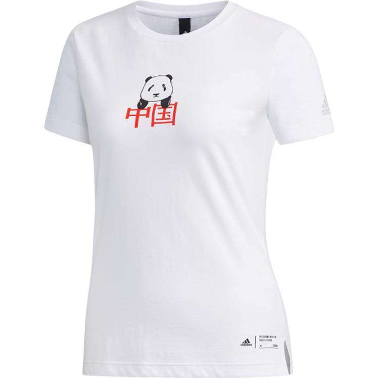 

Adidas T Shirts Women s White Crew Neck Moderate Straight Fit FK4406 S