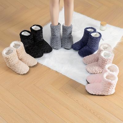 [1 Pair Winter Slippers] 1 Pair Winter Floor Shoes - Thick Indoor House Slippers, Soft Warm Non-Slip Sole,Cozy Living Room, Bedroom, Office Footwear