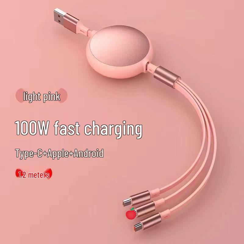 100W Type-C 3-in-1 Fast Charging Cable for Huawei, Android, and Apple Devices
