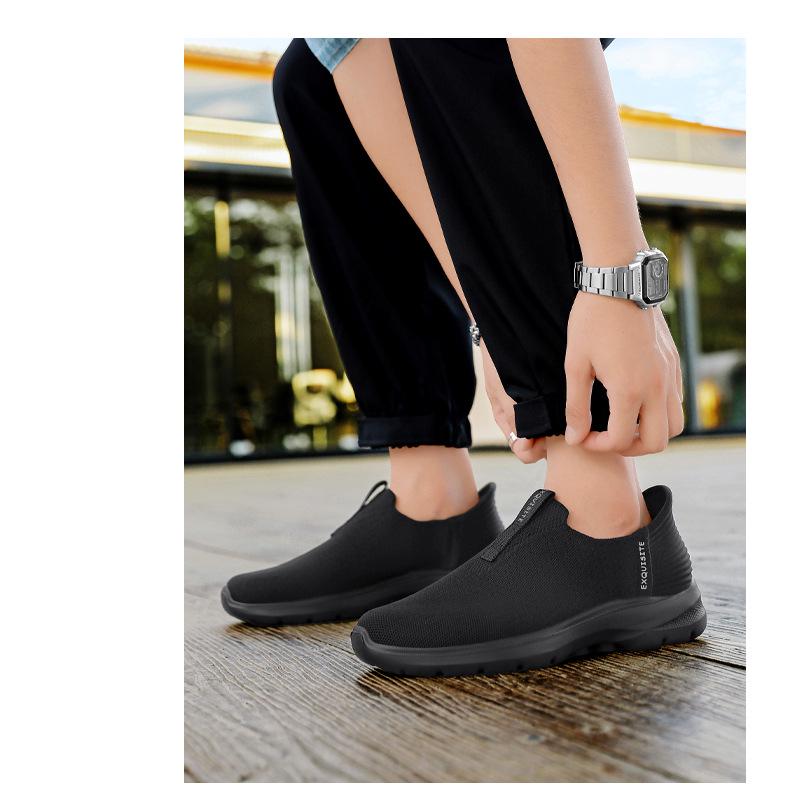 Men's Mesh Breathable Slip-on Casual Lightweight Shoes, Plus Size, Thick Sole, Outdoor Sports Footwear