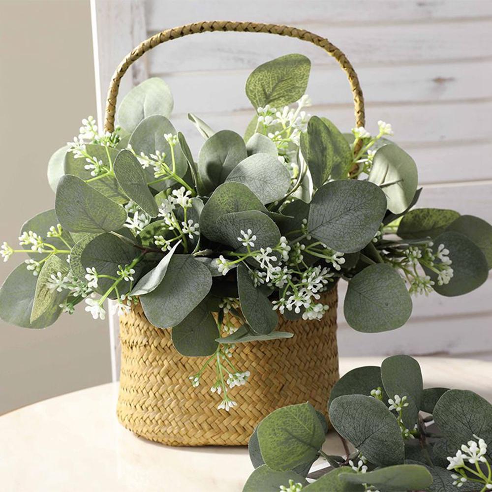 Artificial Eucalyptu Leaves Stems Eucalipto Branche Carrying Fruit Christmas Floral Bouquets Wedding Holiday Greenery Home Decor