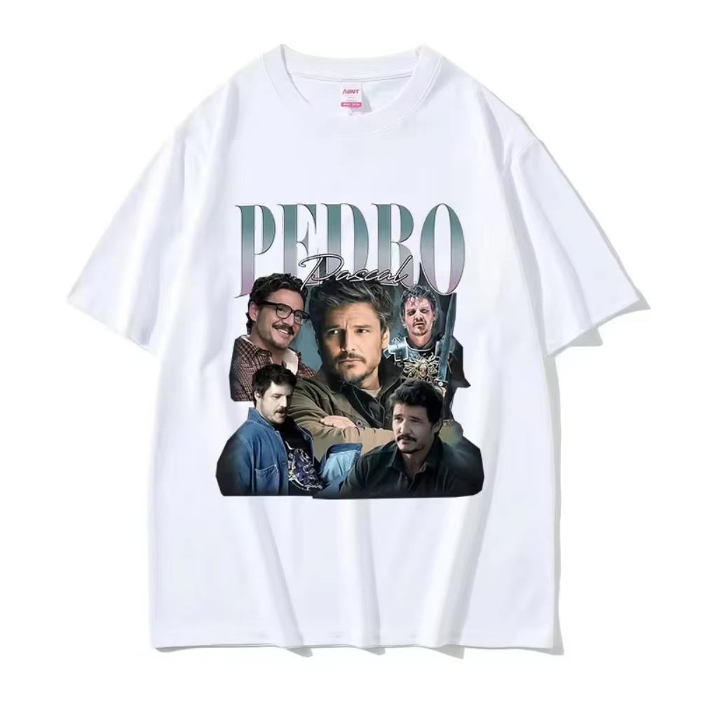 90s Vintage Pedro Pascal Classic Actor Graphic Tee Shirt Unisex Women Loose Cozy Cotton Tshirts Hip Hop Tee 2XL