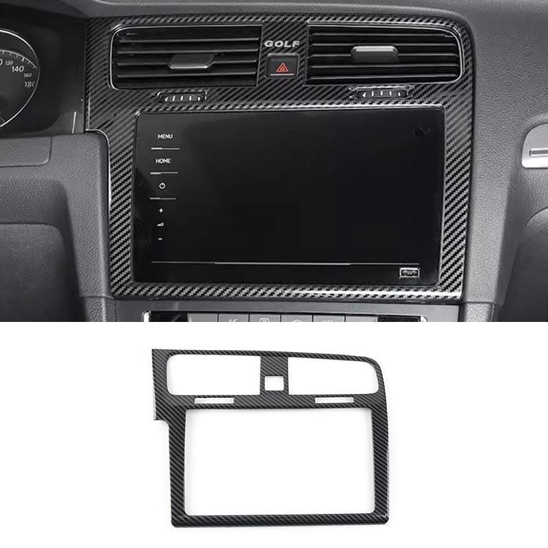 

For VW Golf 7 MK7 7.5 2014 2015 2016 2017 2018 LHD ABS Carbon Texture Center Console Navigation Air Outlet Panel Frame Trim