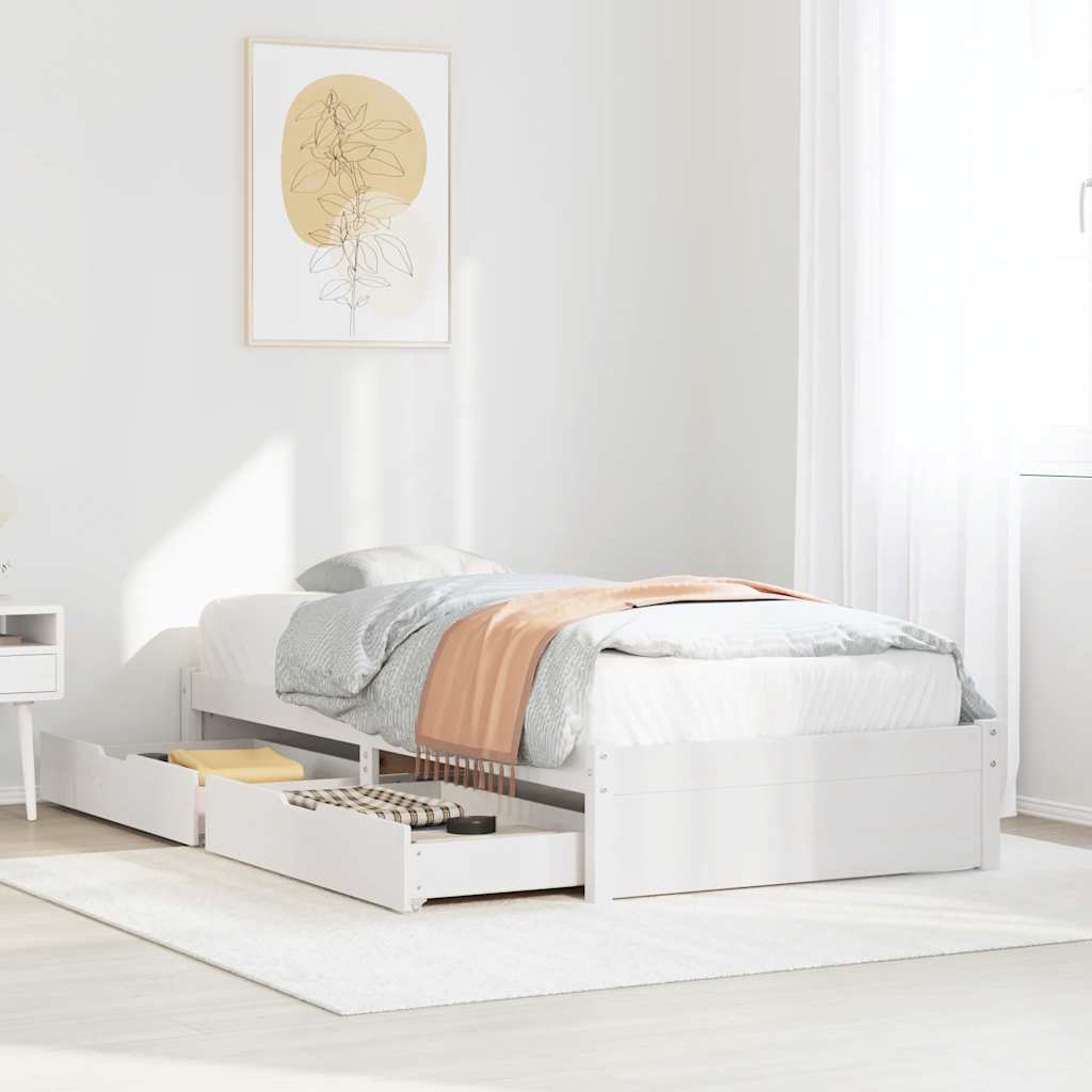 Solid Wood Bed without Mattress White 75x190 cm Pine Wood