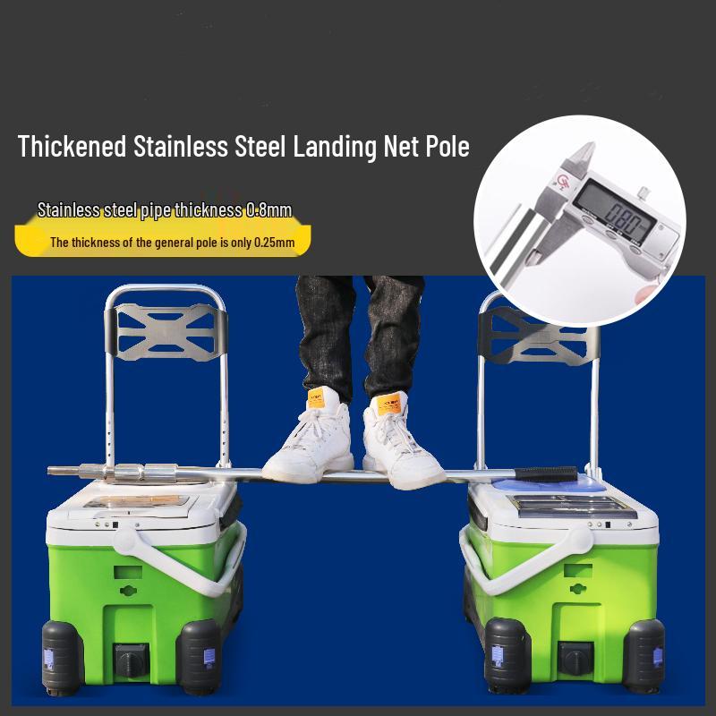 Telescopic Stainless Steel Fishing Rod with Foldable Net Head and Fish Bag Grapnel Set