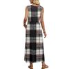 Ladies' Plaid Printed Casual and Fashionable Waist Cinched Sleeveless Dress