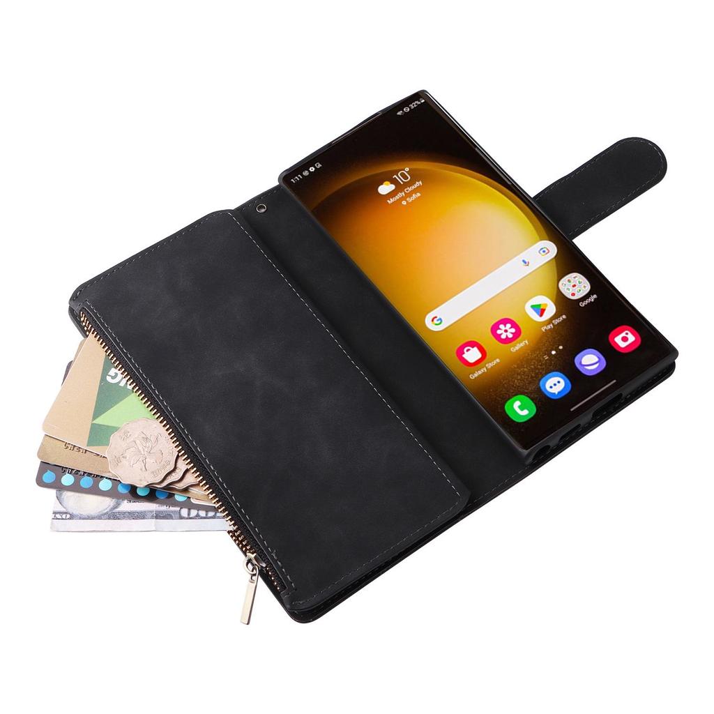 Samsung S25 EDGE Multi-Card Zipper Leather Case with Card Slot for S24FE/Note20