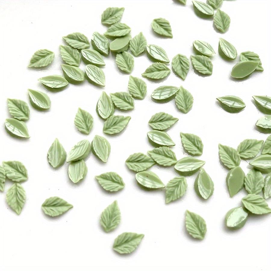 50 pieces of mixed green mini leaves flat back rhinestone diy jewelry making manicure art Deco small green leaves