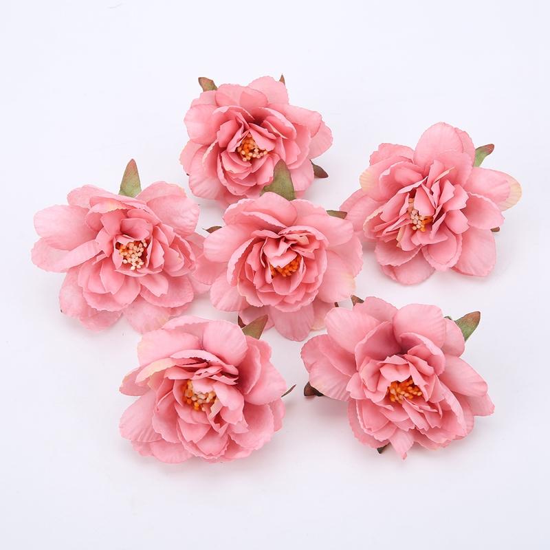 5Pcs Artificial Flowers 7.5cm Fake Flowers Heads for Home Room Dceor Garden Wedding Marriage Decoration Garland Gifts Accessory