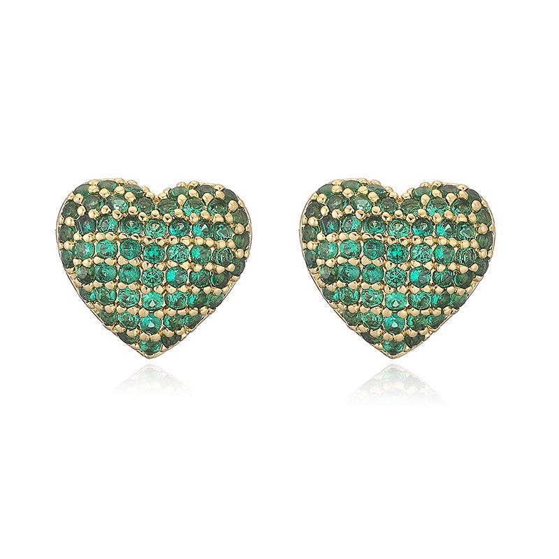 

HECHENG, Love Zirconia Earrings Women s Sweet and Exquisite Copper Metal Crystal Earrings Accessories Wedding Zircon Gifts Other зелений
