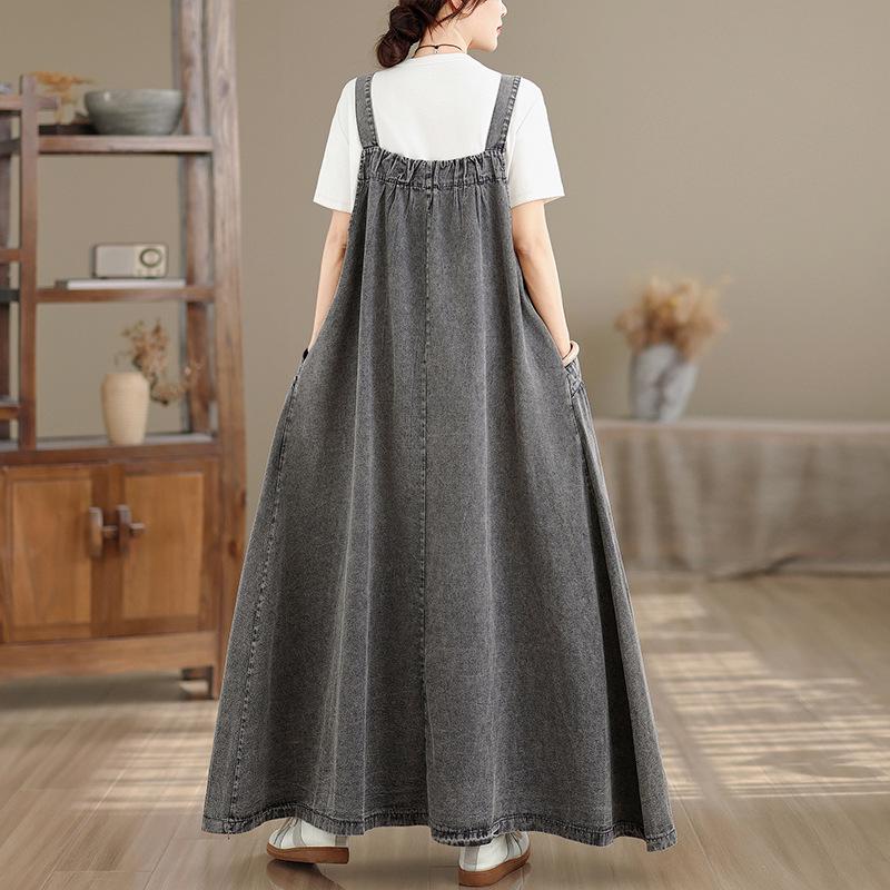 Women's Retro Loose-Fit Denim Long Skirt - Four Seasons Versatile, Slimming, and Wide Hem Design