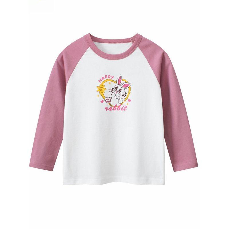 27home Children's Clothing Spring and Autumn Babies' Long Sleeve T-shirt Girl Bunny Bottoming Shirt Baby Girl Pure Cotton Clothes