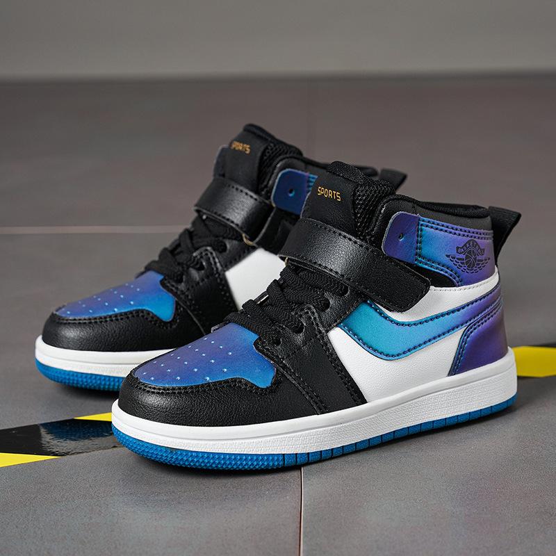 Boys high-top fashion waterproof sneakers board shoes autumn middle school students fashion versatile tide non-slip leather surface children