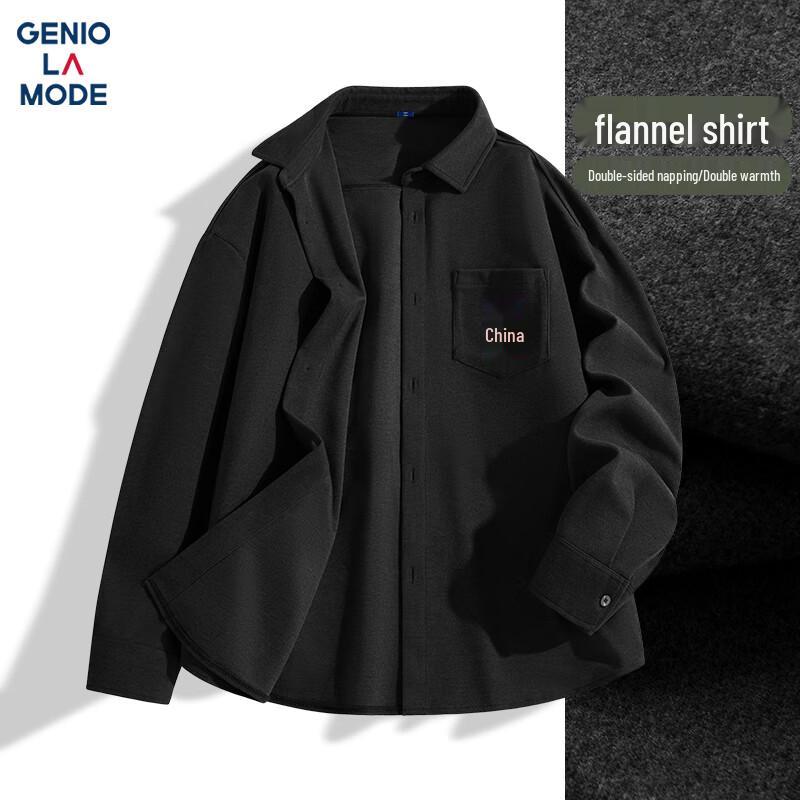 GENIOLAMODE Men s Casual Flannel Long-Sleeve Shirt XL