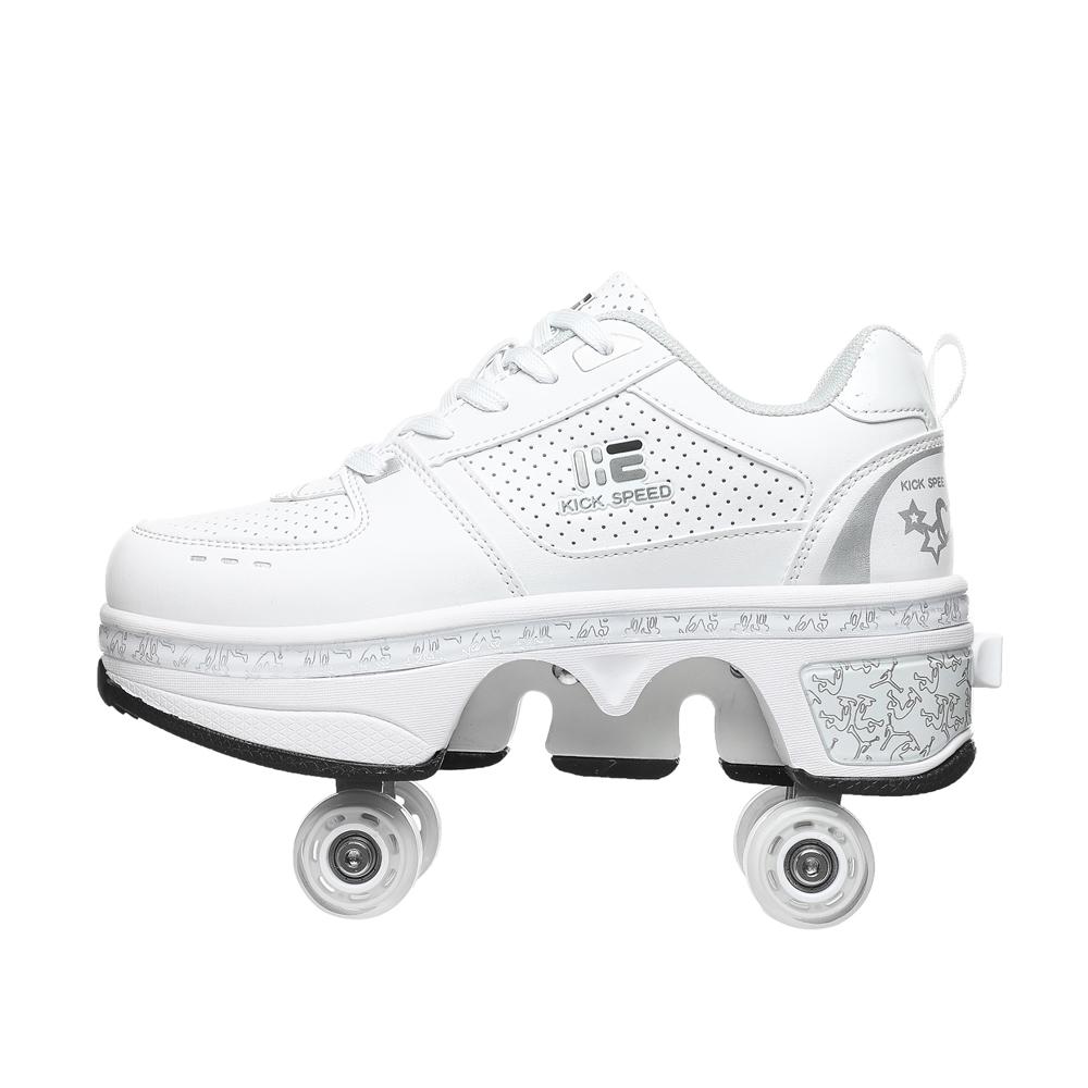 Unisex Four-Wheel Roller Skate Shoes Casual Deformation Parkour Sneakers Kids Skates Stage Personalized Sport Roller Skate Shoes