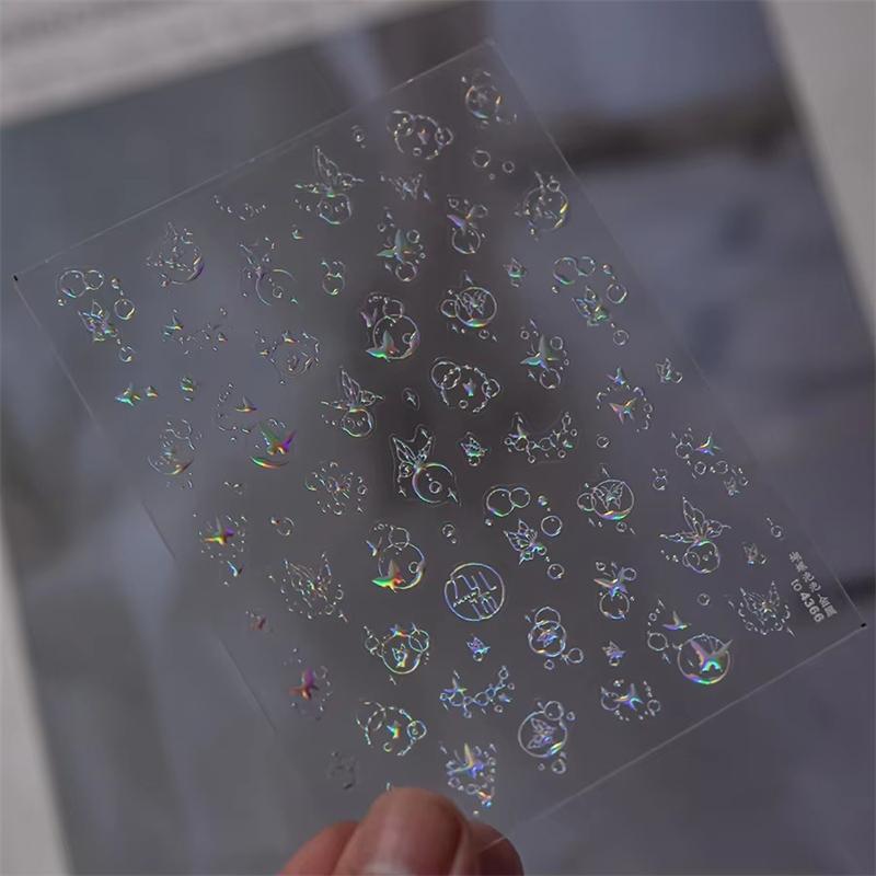1PCS French Jelly Nail Stickers Dreamy Bubble Meteor Butterfly Star Moon Self Adhesive Stickers For Nail DIY Nail Art Decoration
