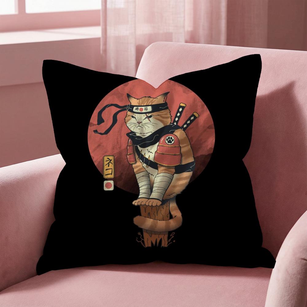 Japanese Style Cat Cushion Cover Multi-Scene Pillow Cover for Home & Car - Reversible, Soft & Durable for Daily Use