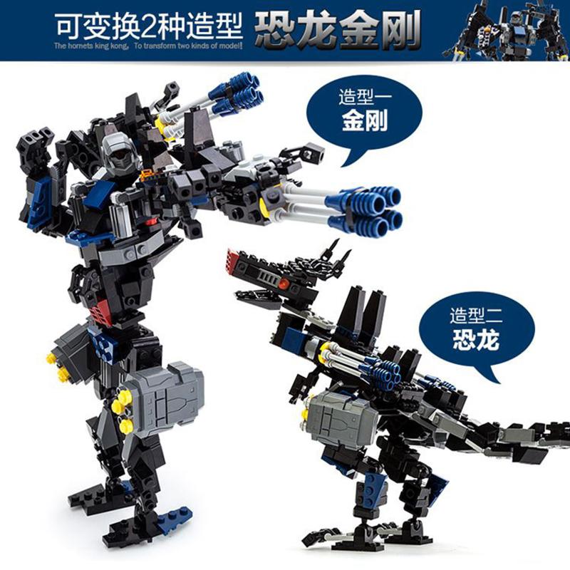 2 In 1 Transformation Robot Dinosaur Wars Model Building Blocks Mecha Truck Creative Gudi Bricks Car Vehicle Jurassic Kids Toys