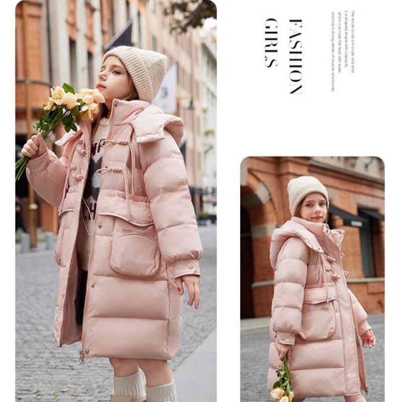 Piumino da Ragazza Lunghezza Media con Cappuccio Invernale Ispessito Caldo Cappotto per Ragazze
