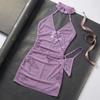 Mesh Lace Up Skirt Uniform Purple Butterfly Underwear for Women  Ladies