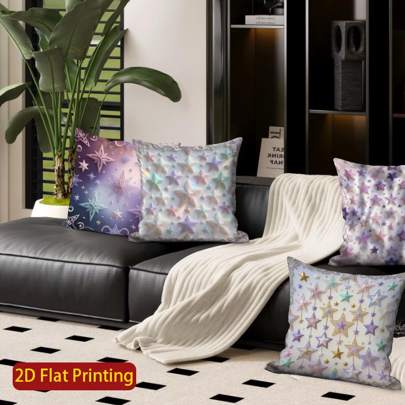 2D Pastel Starry Aesthetic Throw Pillow Covers** Pattern Cushion Cover Suitable For Sofa Bedroom Car Pillow Cover
