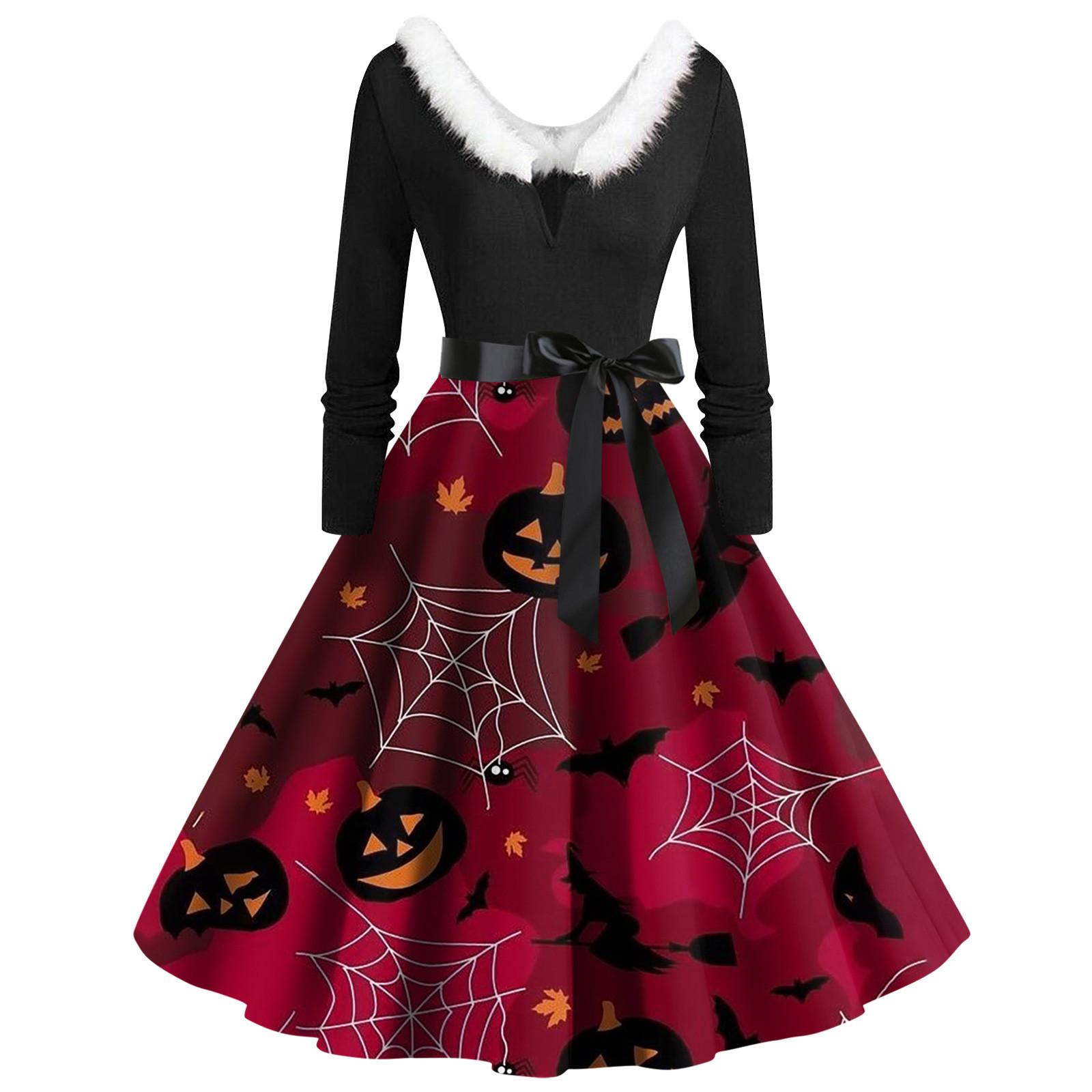 Женские повседневные модные платья с длинными рукавами и v-образным вырезом с принтом — фото 6