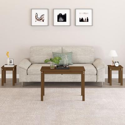 Vidaxl Nesting Tables, 3 Pcs, Brown, Pine Wood