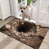 3D Optical Illusion Doormat Deep Hole with Cracked Stone Effect 2D Flat for an Impressive Entryway Statement Rug  Welcome Mat