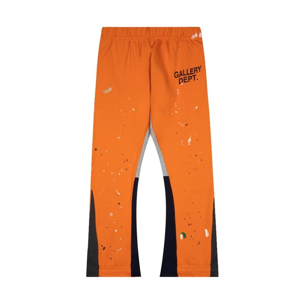 Gallery Dept Pantalon de survêtement décontracté style high street à cordon de serrage, splicing à éclaboussures d'encre peint à la main, légèrement tiré, pantalon de sport ample pour hommes et femmes