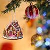 1pcs/5pcs New Acrylic Flat 2D Christmas House Floral Christmas Tree Pendant Home Decoration Car Rear Mirror Pendant Key Pendant