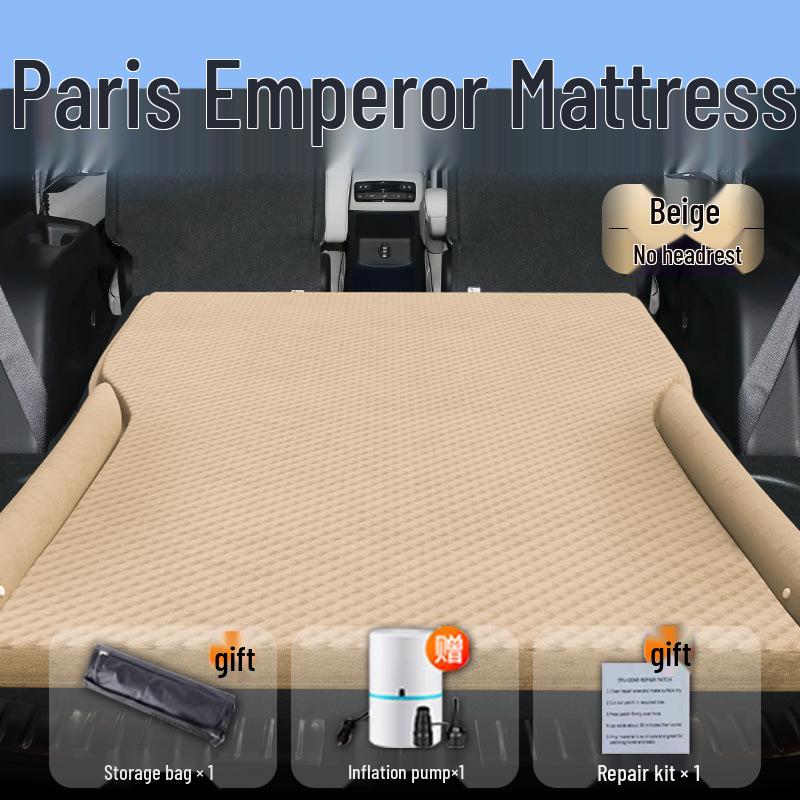 Paris Car Bed Mattress: Inflatable Rear Seat Sleeping Pad and Trunk Air Cushion